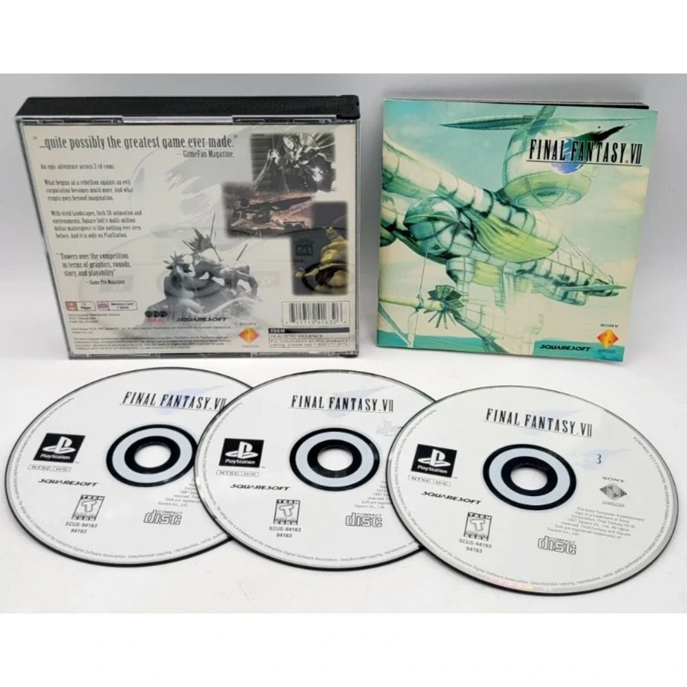 Final Fantasy VII 7 Sony PlayStation 1 PS1 1st Press REALISTIC VIOLENCE Variant